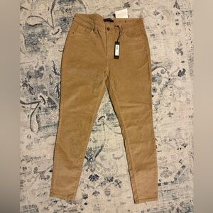 Poured in Blue Tan Corduroy Skinny Jeans